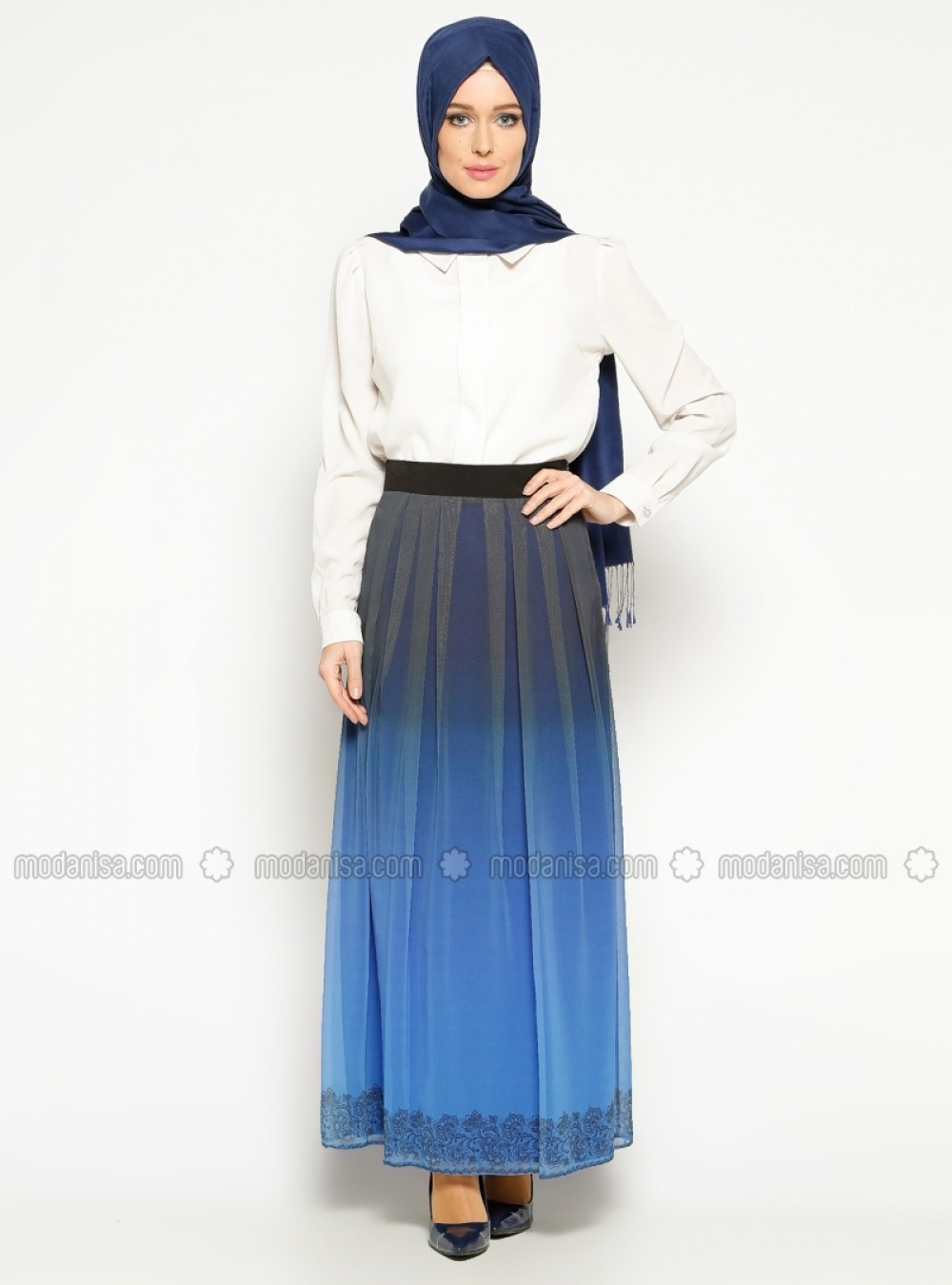 Bislife Bsl Batik Desenli Etek Saks