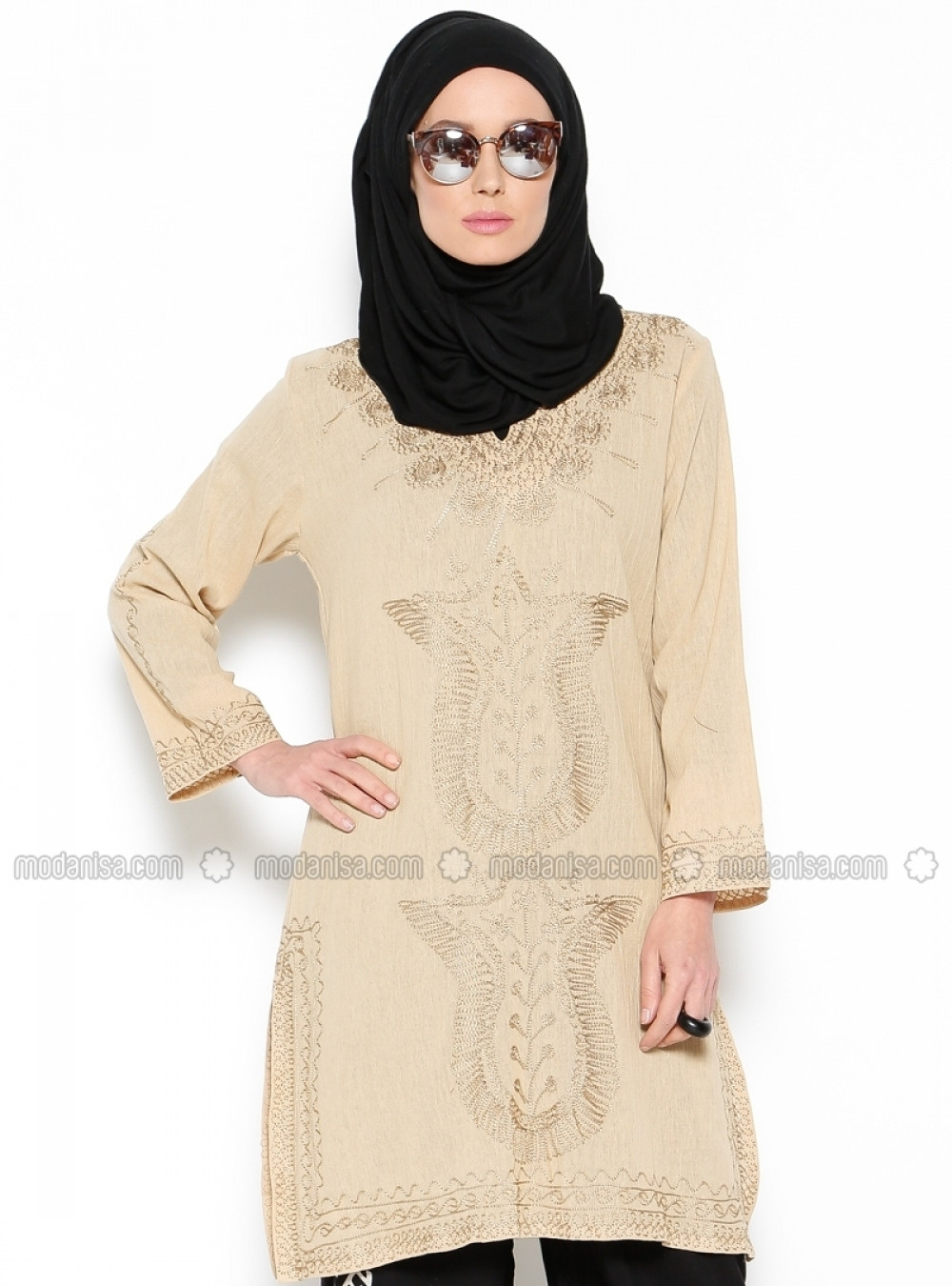 ESTİ Buldan Bezi İşlemeli Camel Tunik