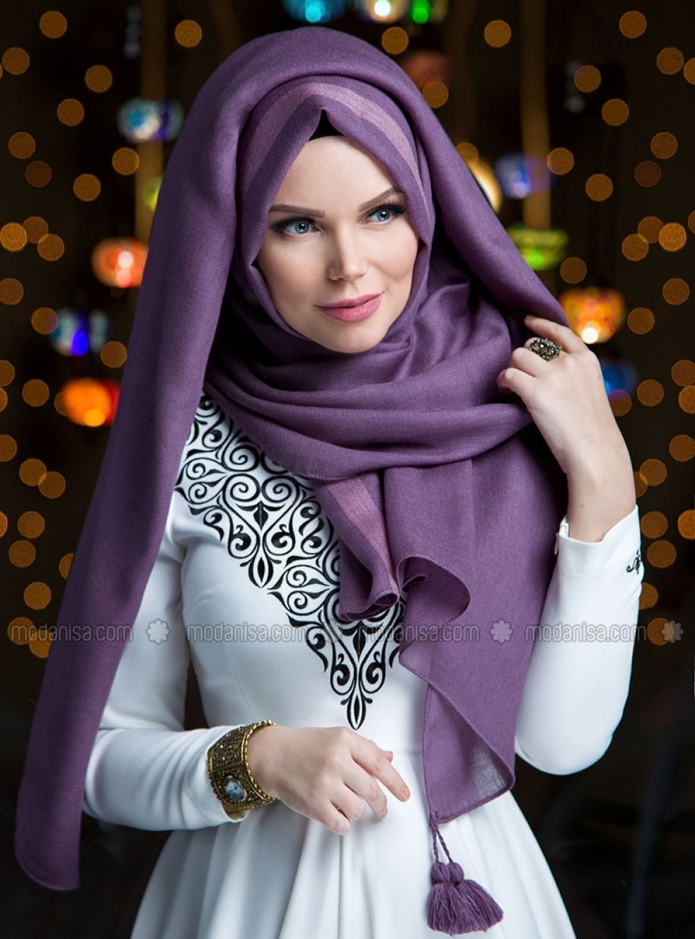 Muslima Wear Queen Püsküllü Vi̇zon Şal