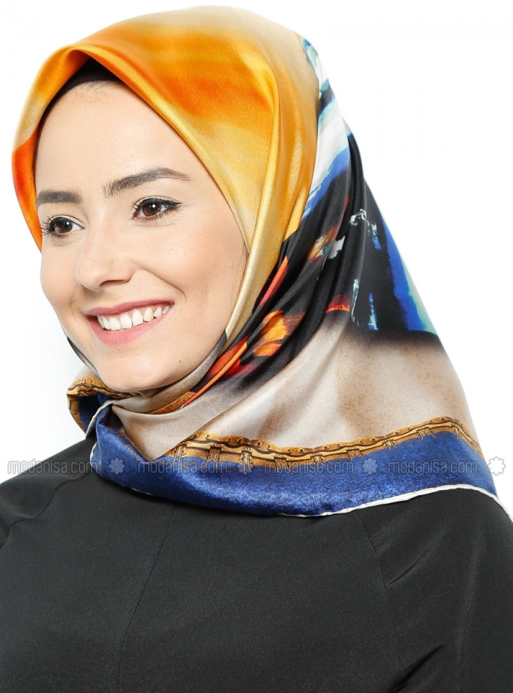 Colors Plus Karışık Renkli İpek Twill Eşarp