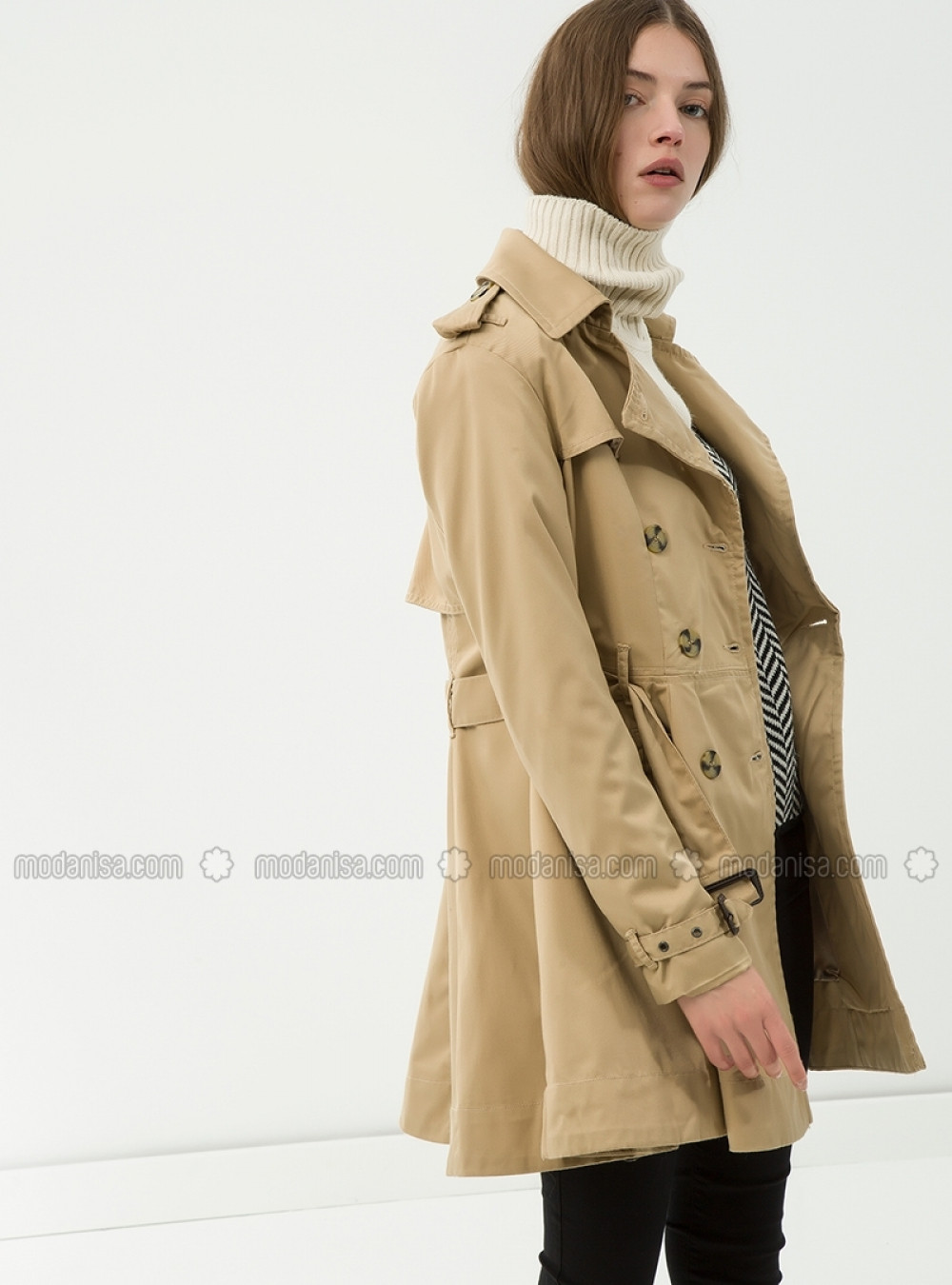 Koton Dugmeli Bej Kap Ehl I Tesettur