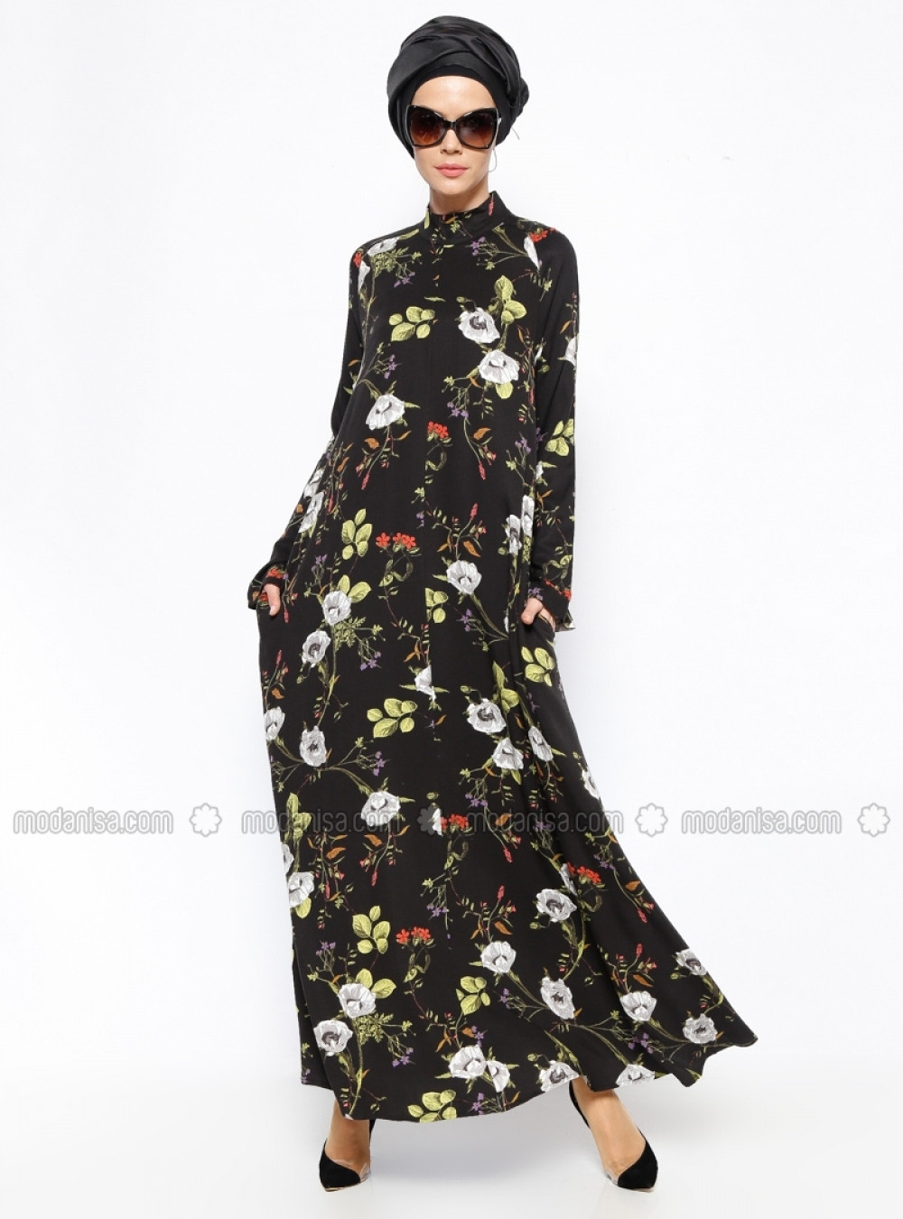 Tuva By Burcu Aslan Çiçekli Siyah Elbise