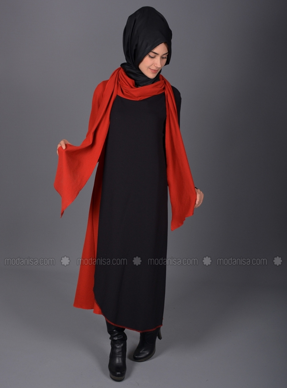 Henna Elısa Çift Taraflı Tarçın Siyah Ferace