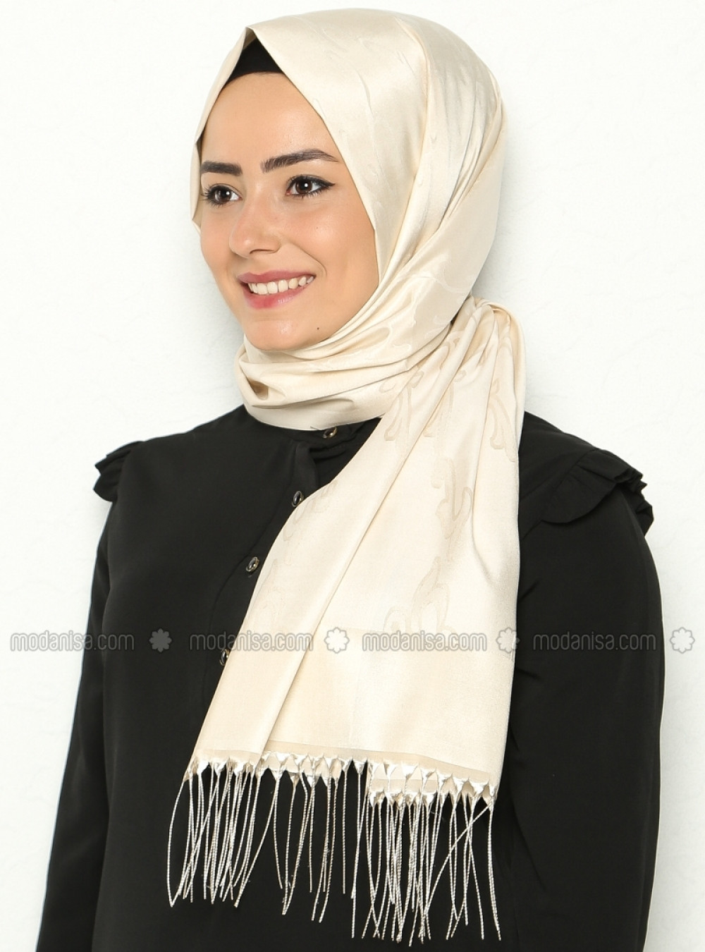 Miray Parlak Viskon Krem Şal