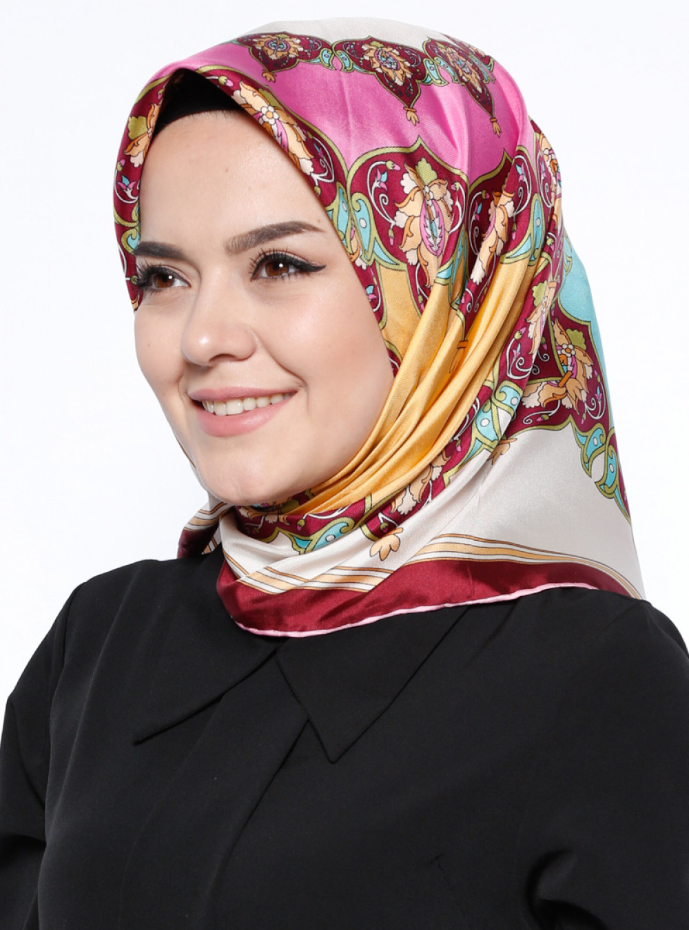 Silk Home Eflatun Desenli İpek Eşarp Ehli Tesettür