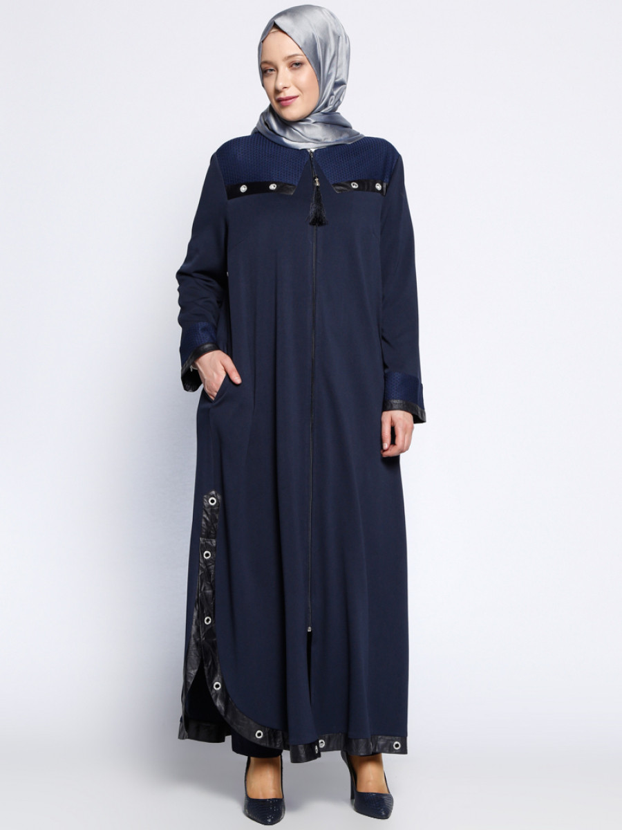 Naksin Fermuarli Lacivert Ferace Ehl I Tesettur