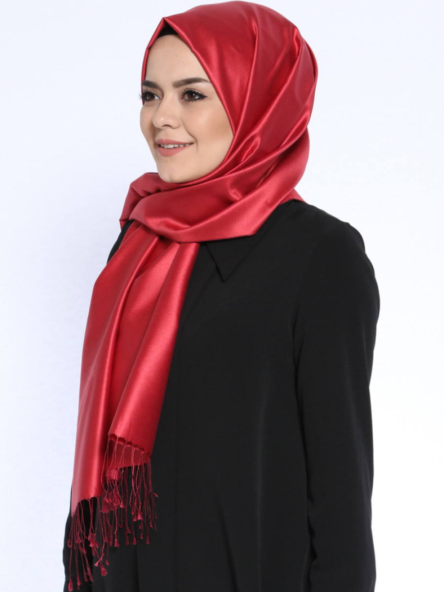 Silk Home Düz Renkli İpek Nar Çiçeği Şal
