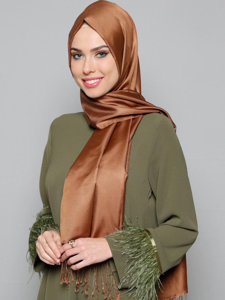 Mervin Şal İpek Görünümlü Açık Kahve Şal Ehli Tesettür