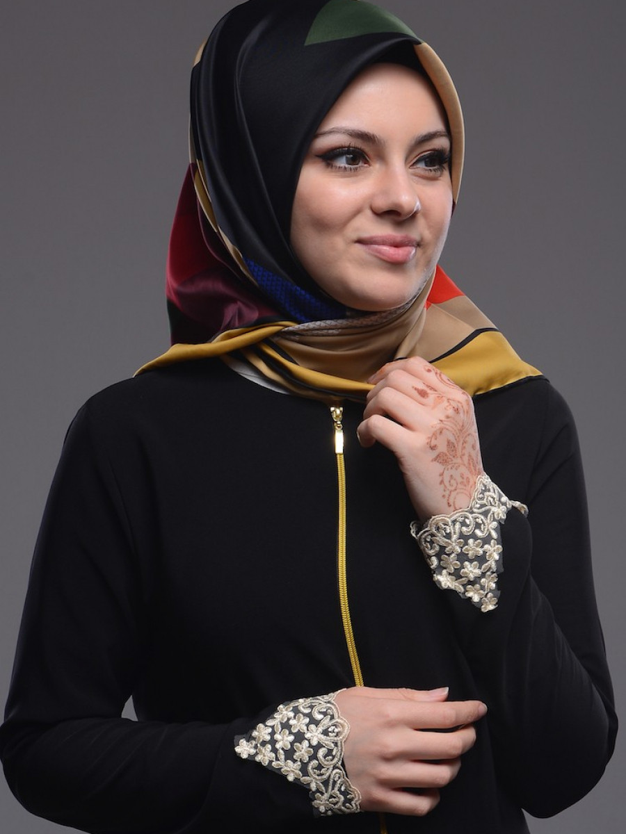 Sefamerve Siyah Sarı Eşarp
