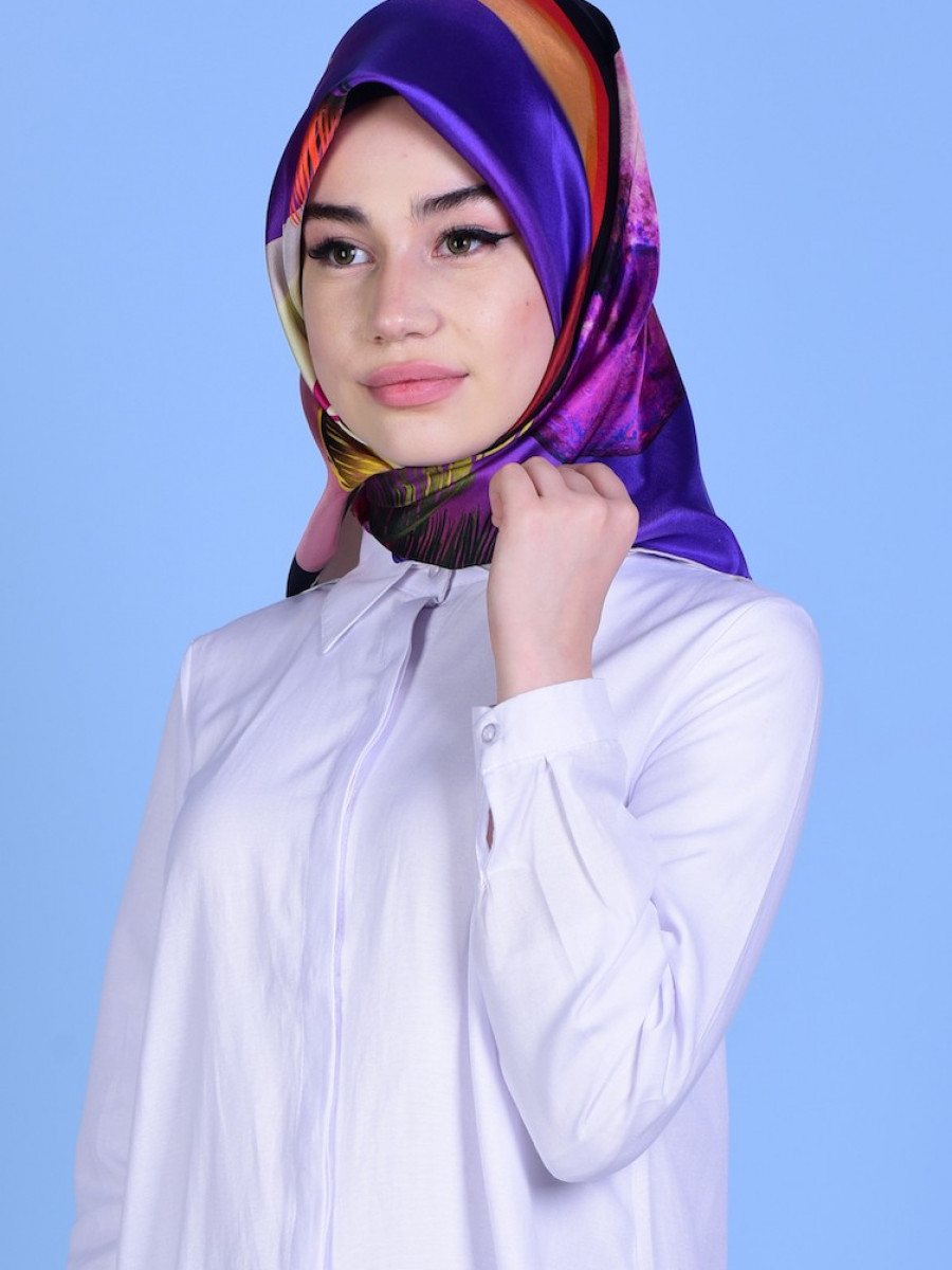 Sefamerve Turuncu Saks Sarar Twill İpek Eşarp