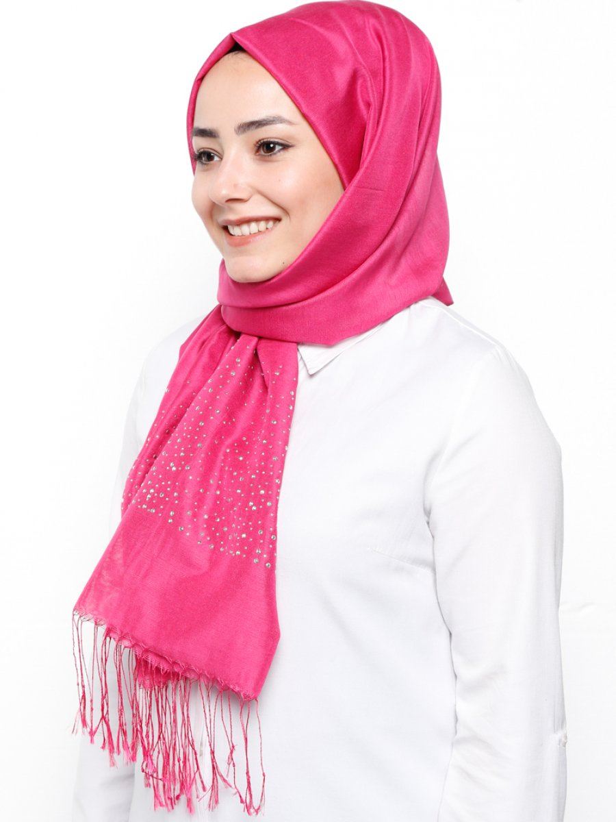 FIVE 5 Taşlı Kroni Pembe Şal