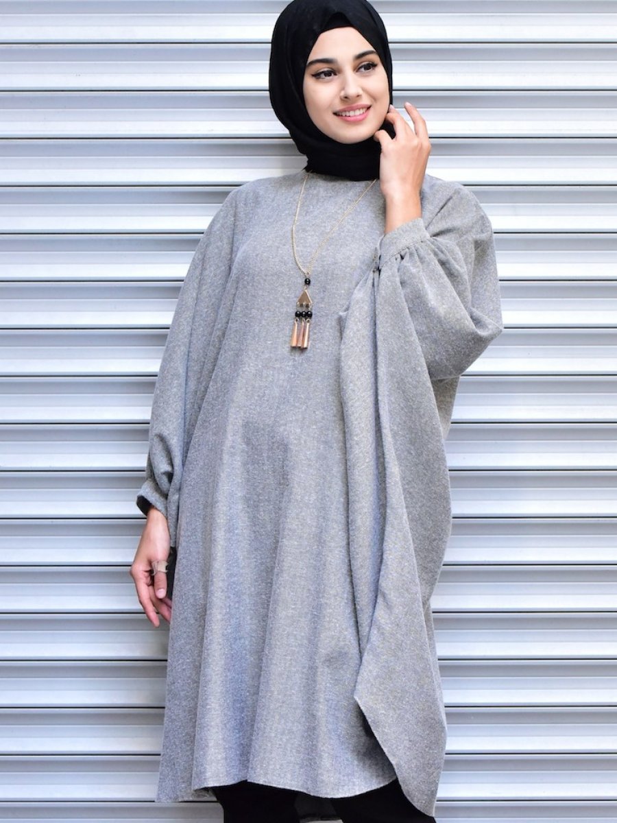 Panco Pelerin Yarasa Kol Panco Bh2677 Haki Fashion Design
