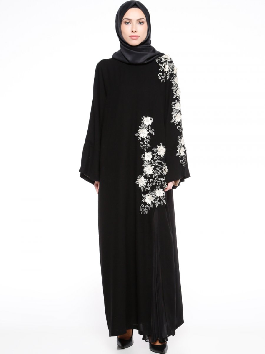 Naksin Gupur Detayli Siyah Ferace Ehl I Tesettur