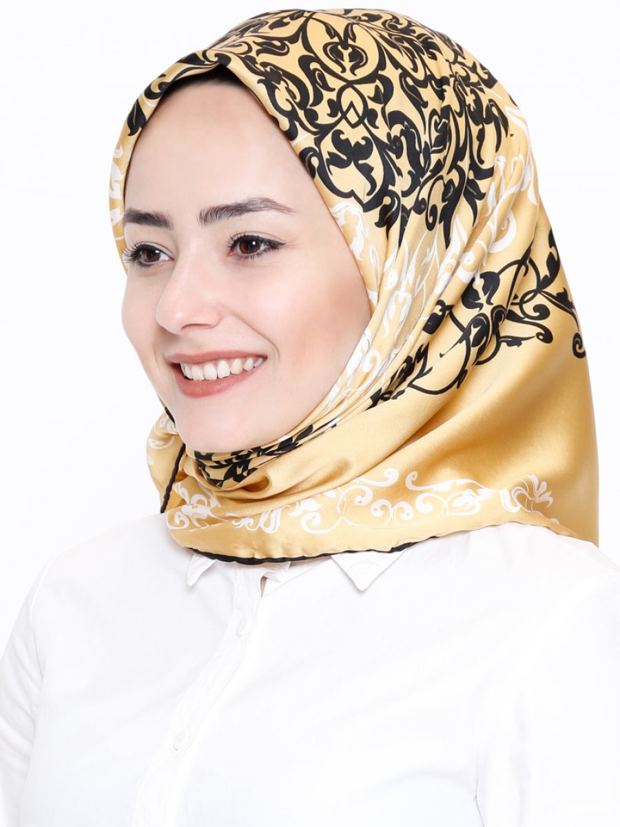 Akel Gold Varaklı Mat Saten Eşarp