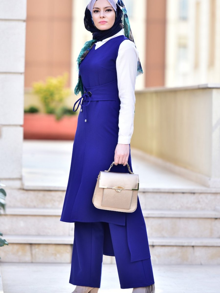 Sefamerve Jile Tunik Pantolon Saks Takım
