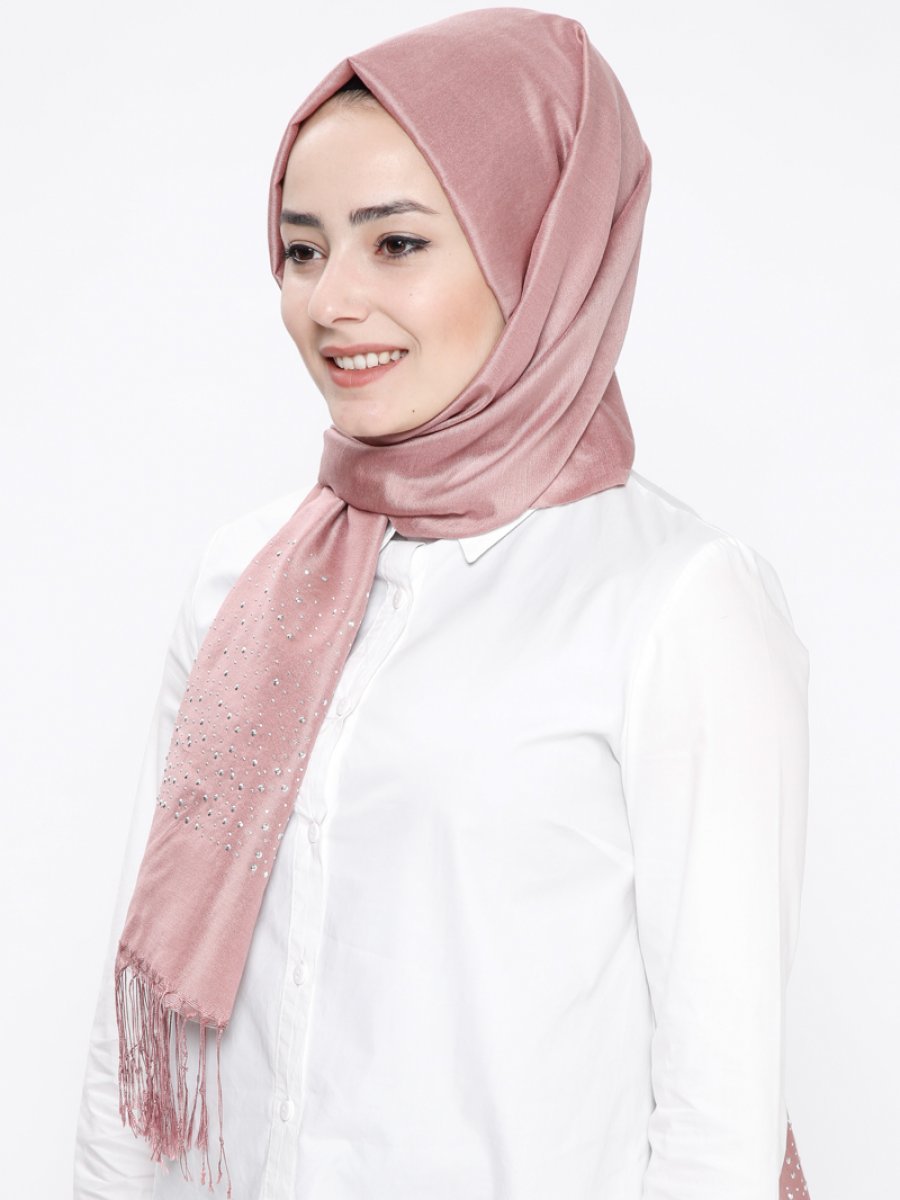 FIVE 5 Taşlı Kroni Pembe Şal