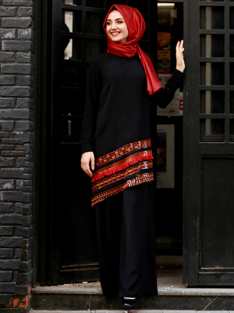 Gamze Özkul Merry Tunik&Pantolon İkili Siyah Takım