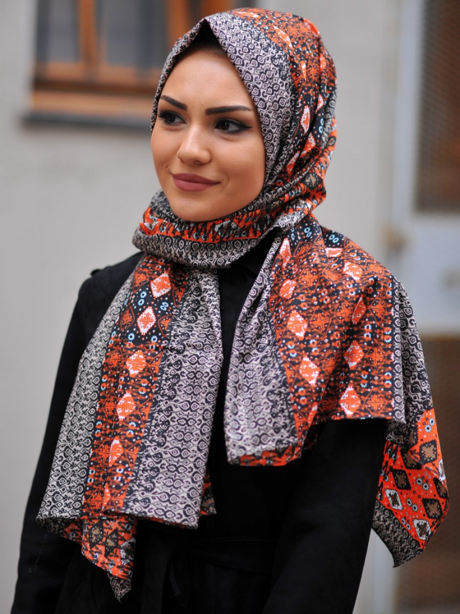 Mirach Kilim Desenli Pamuk Kiremit Şal