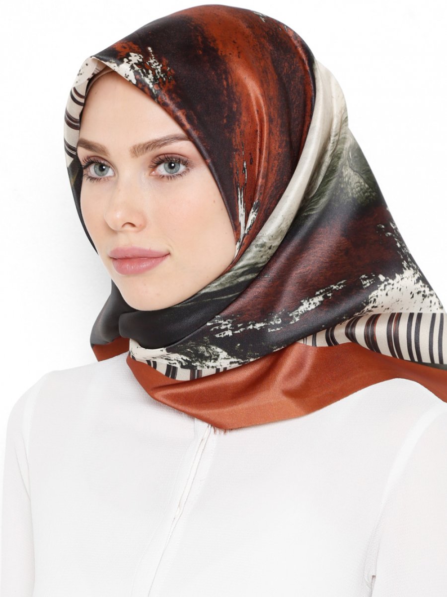 Renkli Butik Taba Dijital Tafta Eşarp