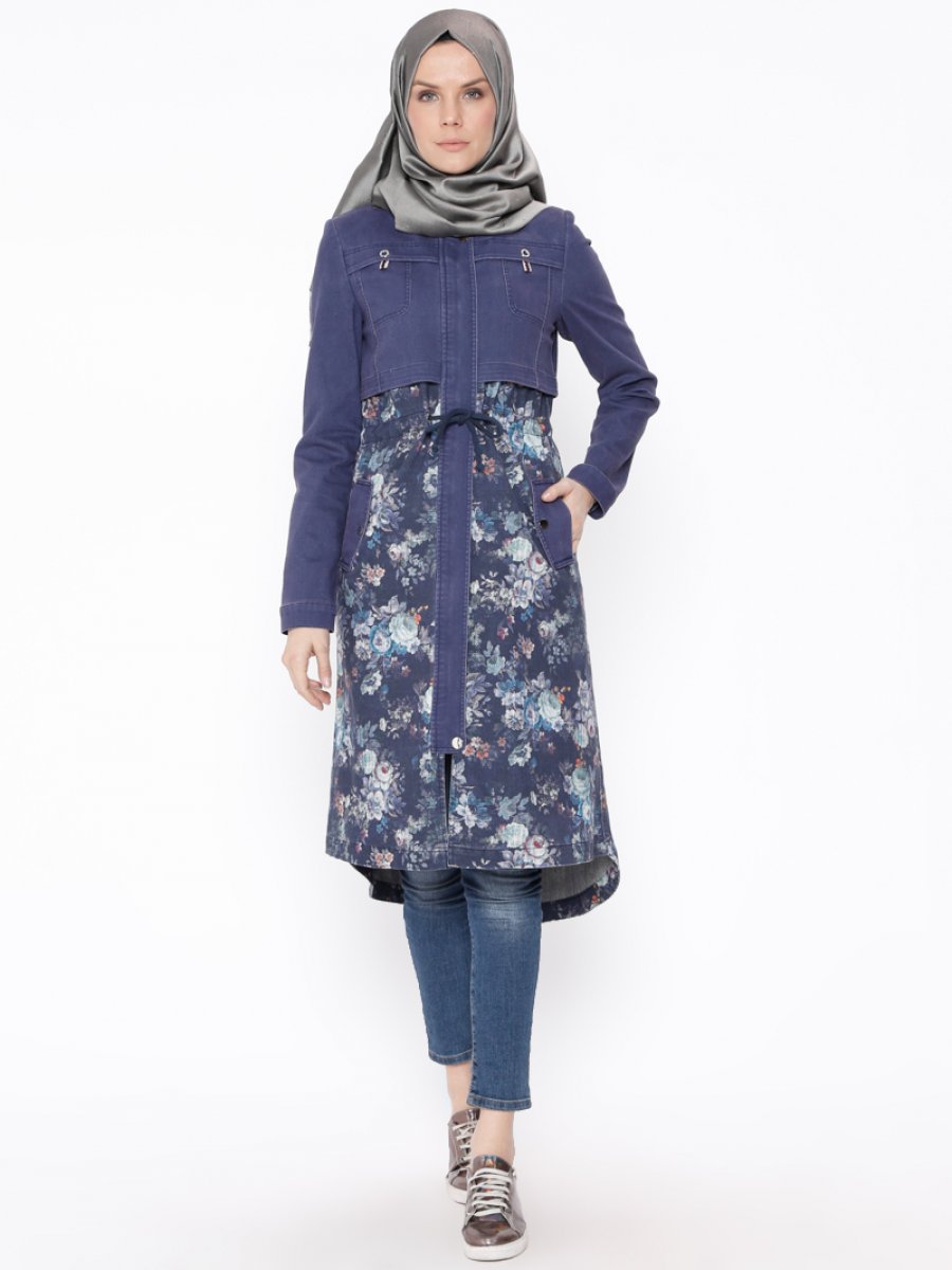 Nihan Gizli Fermuarlı Kot Saks Kap