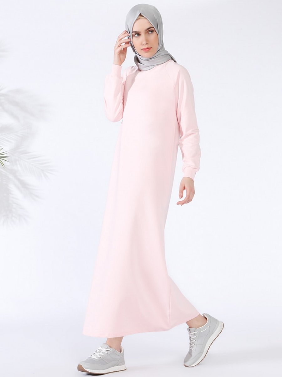 Everyday Basic Düz Renk Spor Açık Pembe Elbise