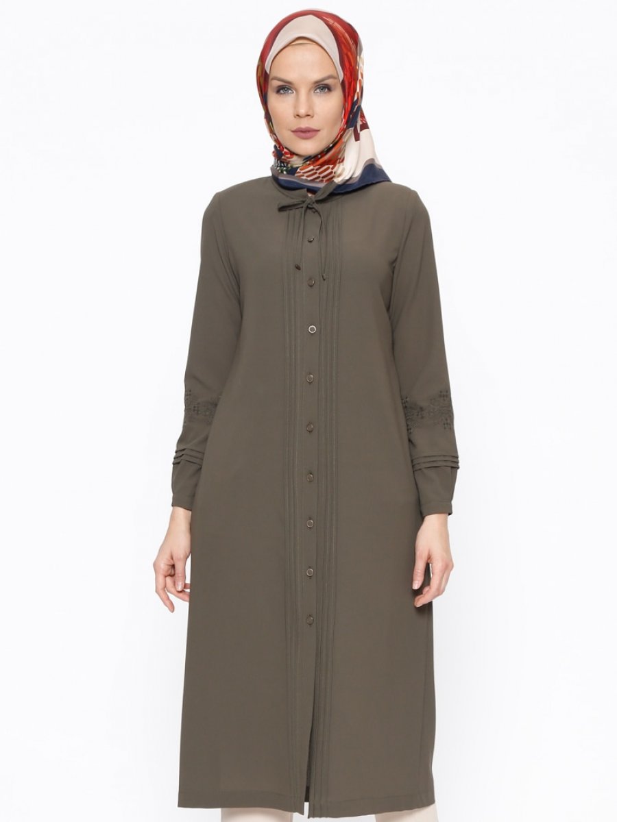 TUĞBA Düğmeli Haki Tunik