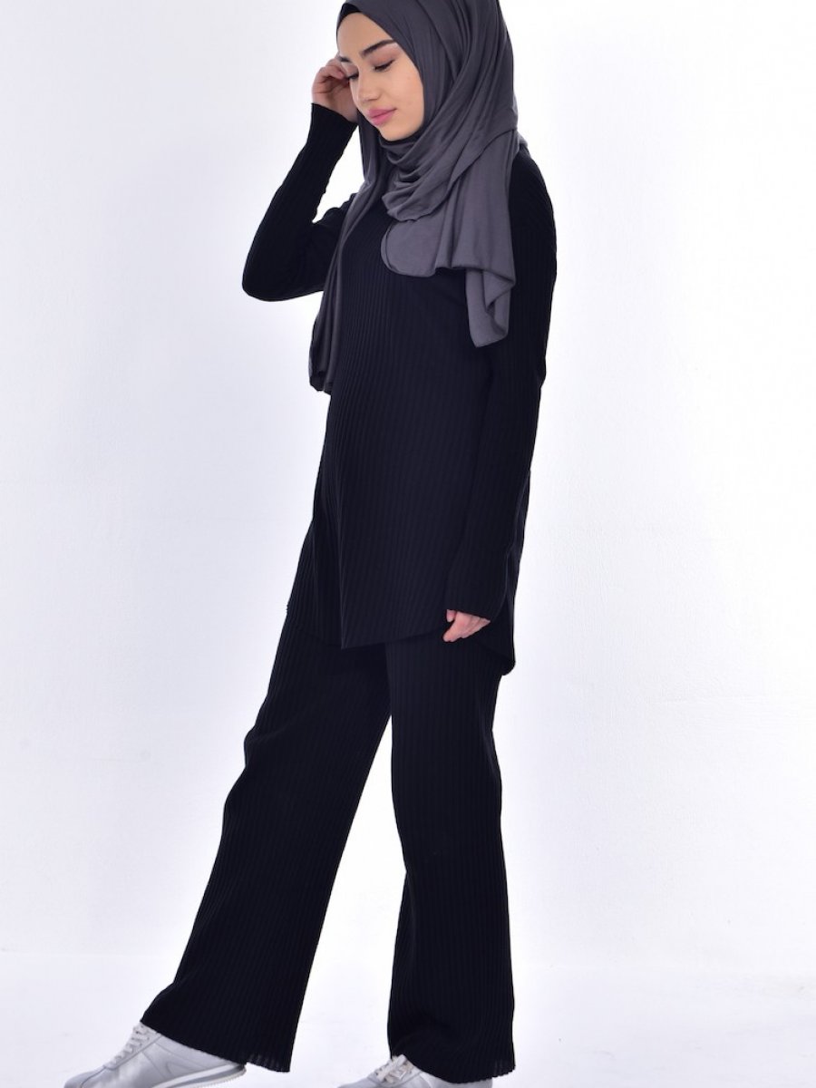 Sefamerve Tunik Pantolon İkili Siyah Takım