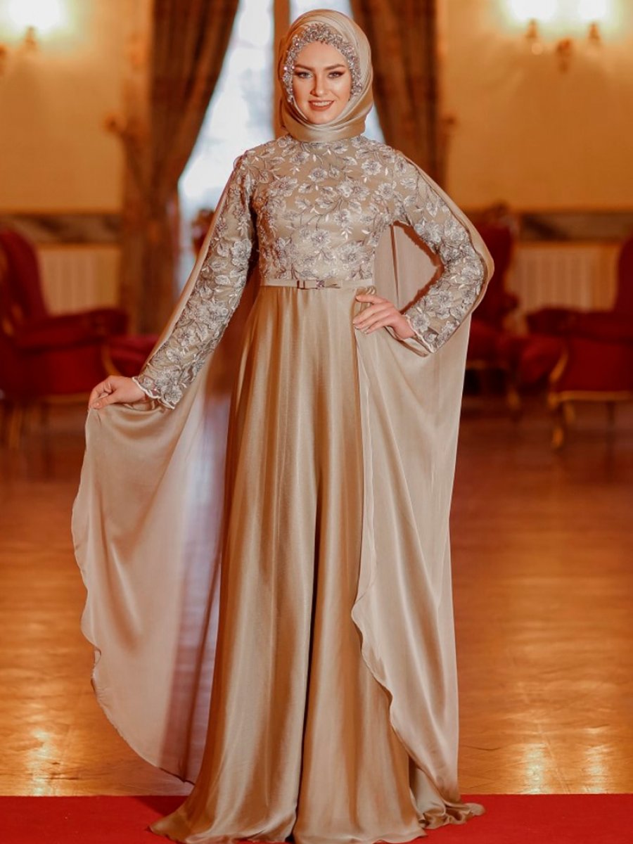 Eldia By Fatıma Şayla Gold Abiye Elbise