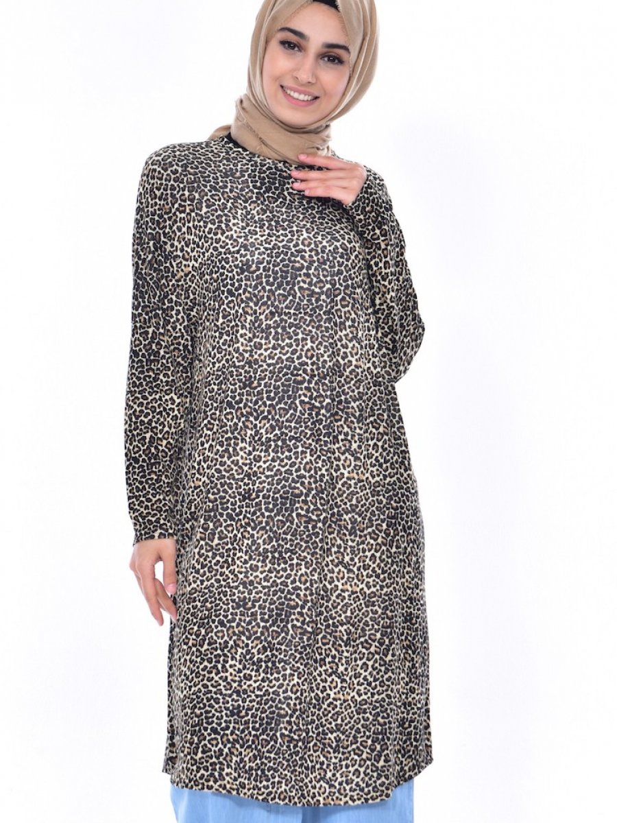 Sefamerve Leopar Desenli Leopar Tunik