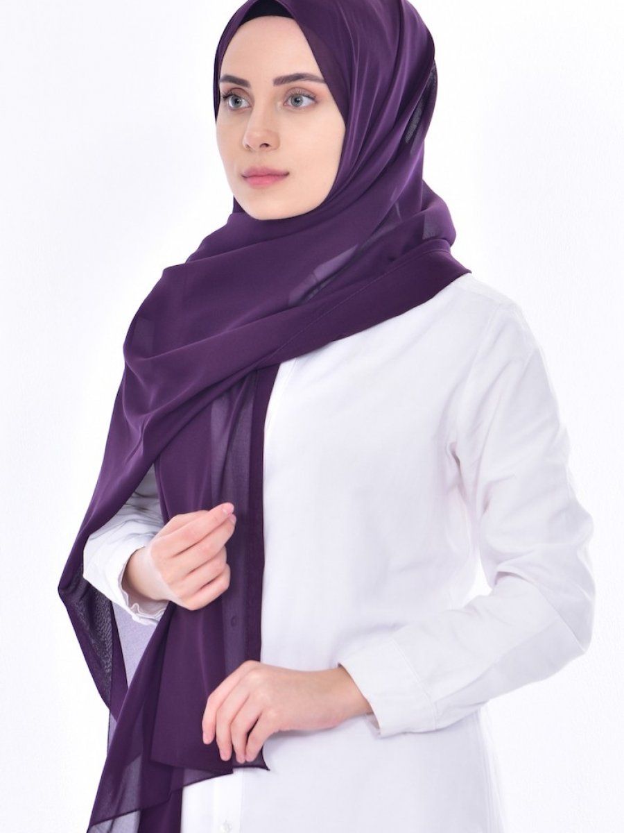 Sefamerve Bandanalı Kombin Mor Şal