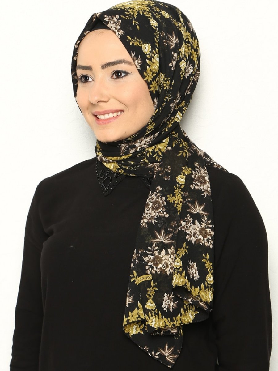 Gülsoy Çiçek Desenli Şifon Şal