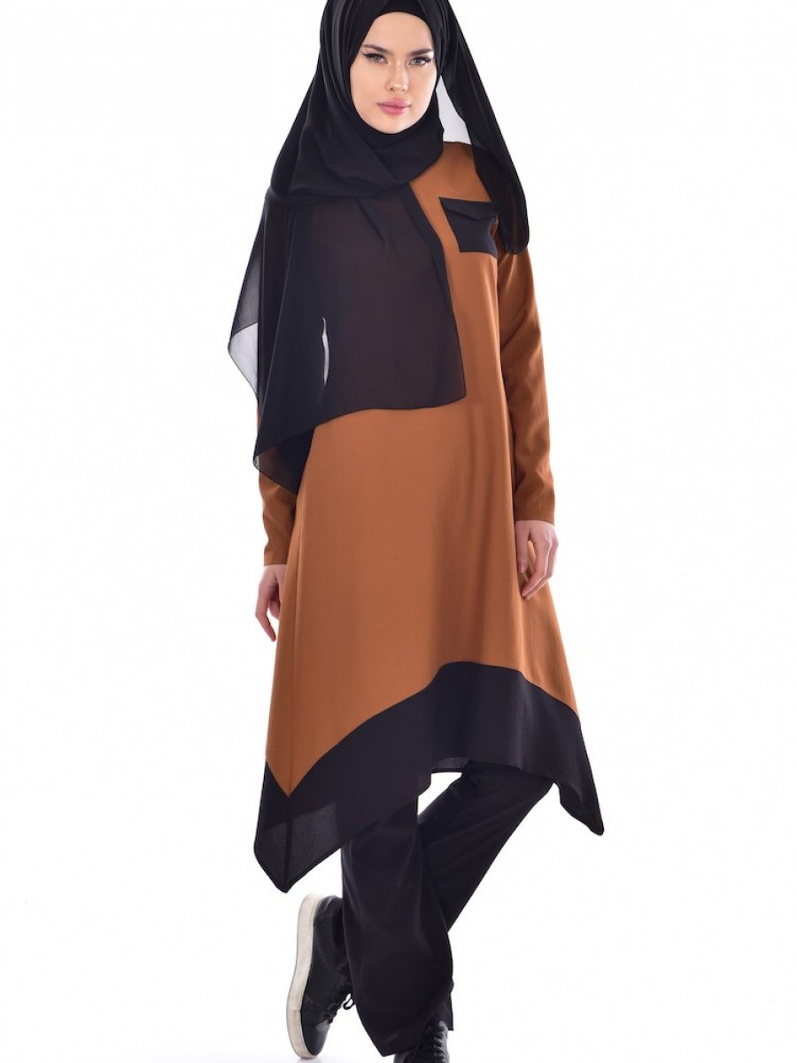 Sefamerve Pantolon Tunik İkili Taba Takım