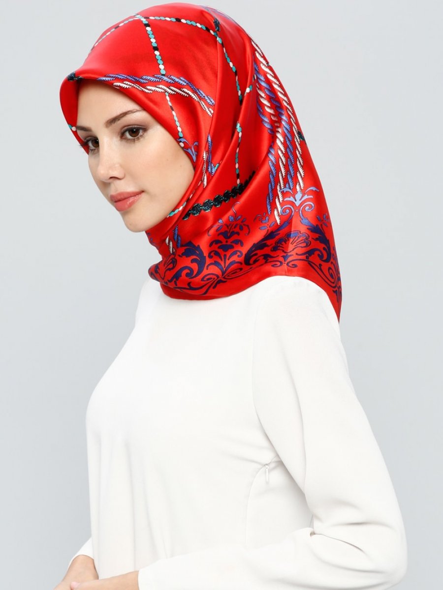 Tekbir Eşarp Kırmızı İpek Eşarp