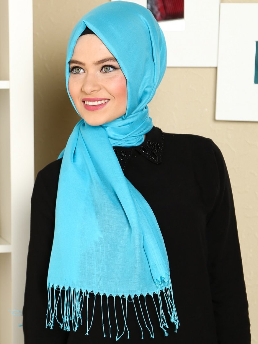 Mervin Düz Renkli Turkuaz Şal