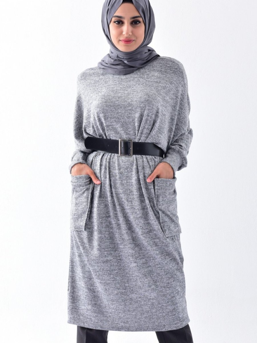 Yarasa Kol Dugmeli Tunik 6187 04 Bordo Sefamerve