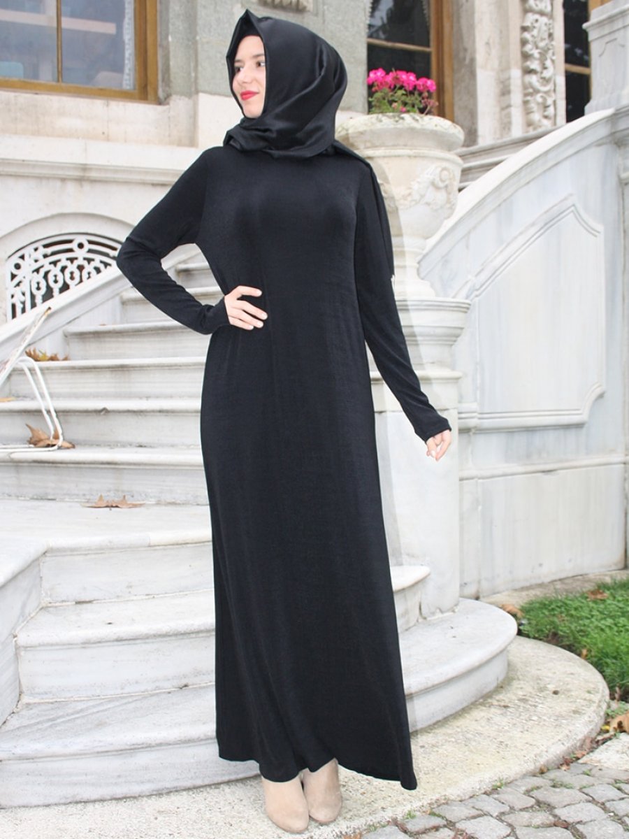 AGONYA MODA Buzi Siyah Elbise