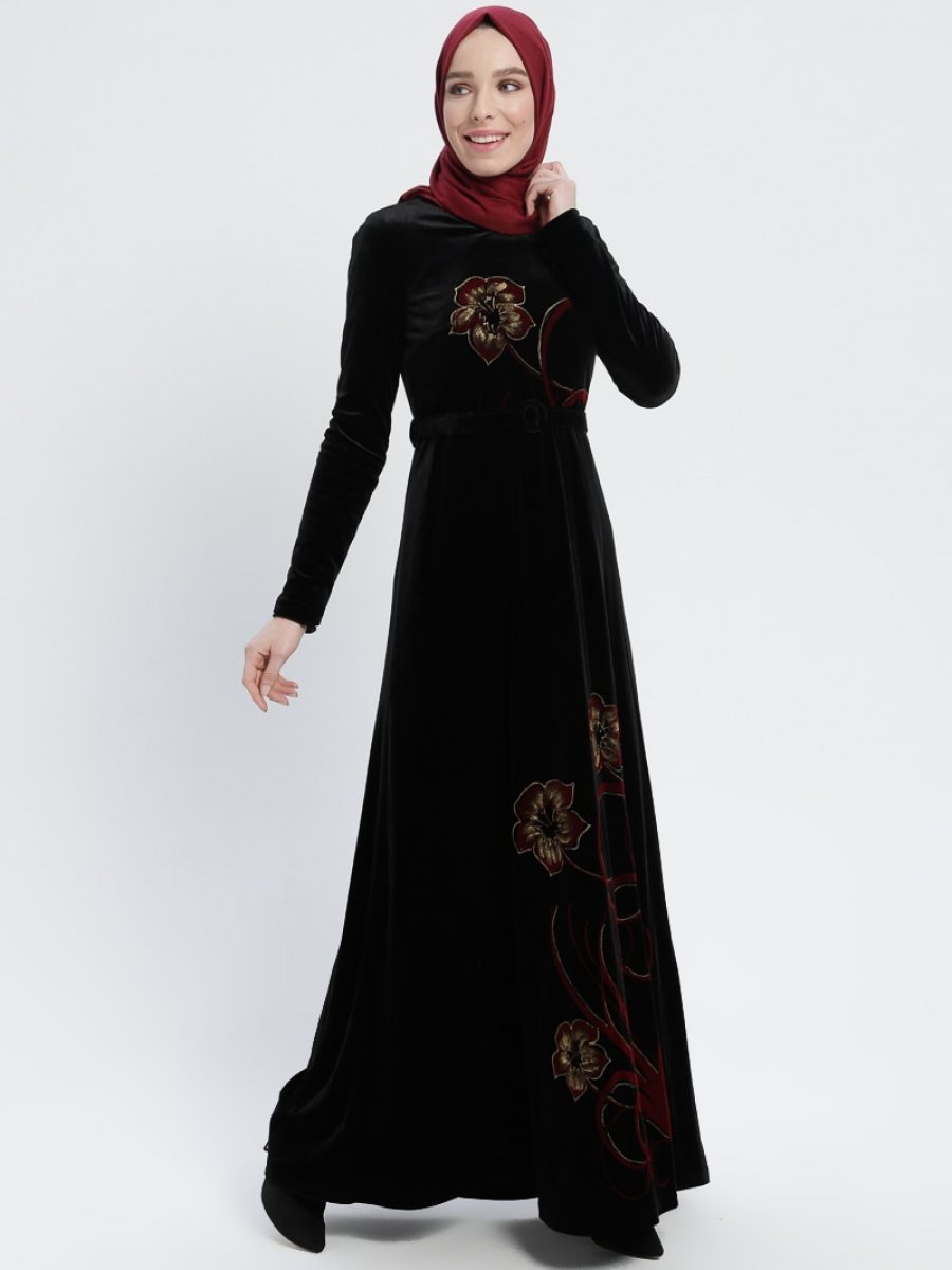 MissGlamour Kadife Siyah Elbise