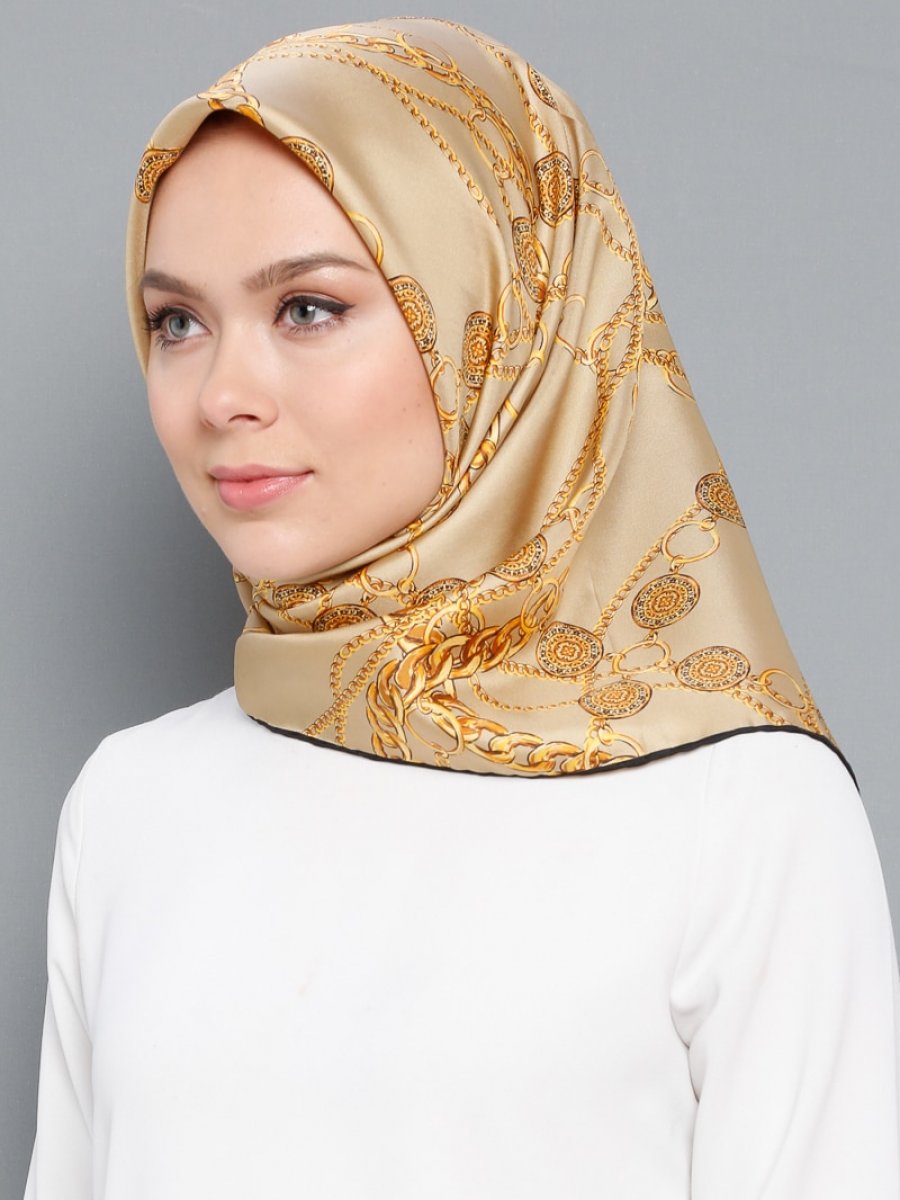 Aker Sarı İpek Twill Eşarp