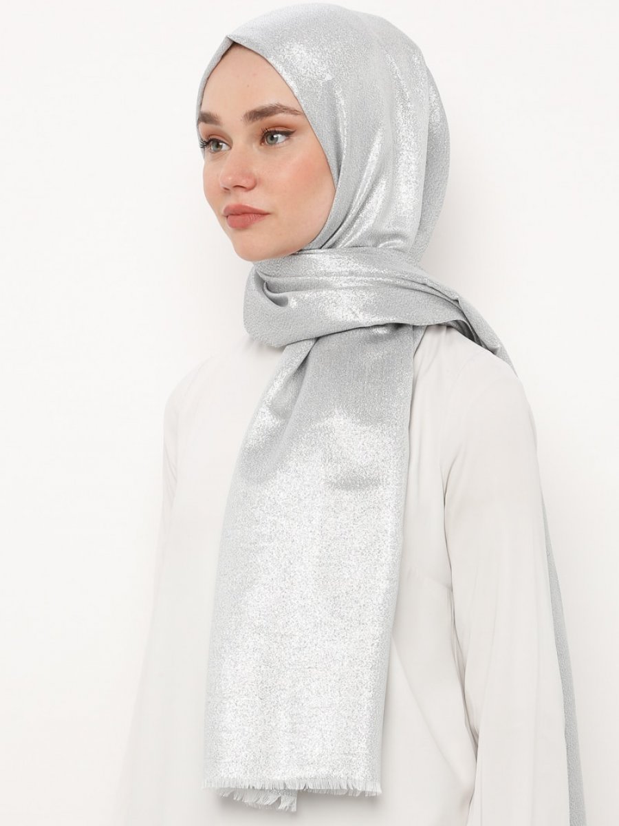 ŞALESS Simli Abiye Gümüş Şal