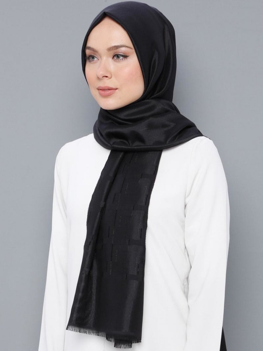 Armine Eşarp Kırçıllı Şifon Siyah Şal