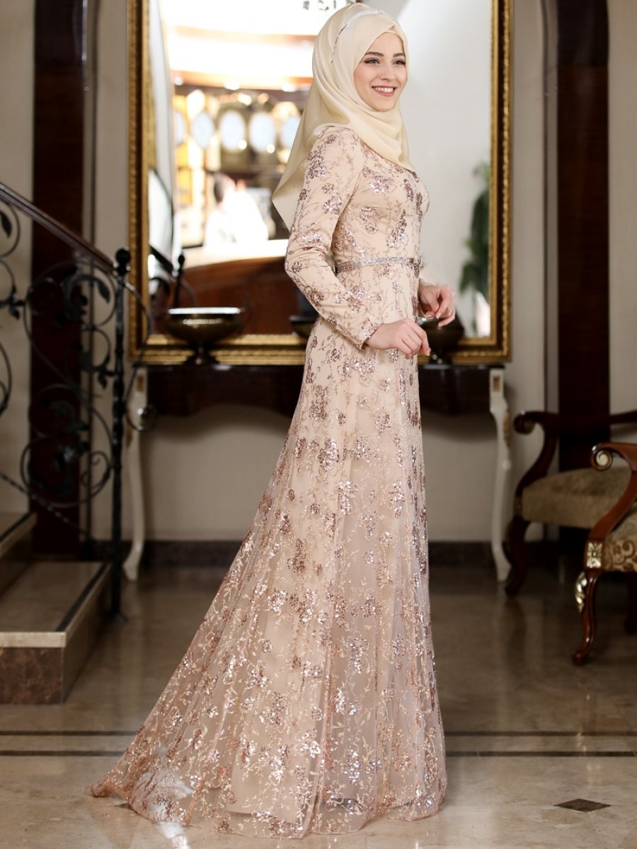 Al-Marah Ela Gold Abiye Elbise