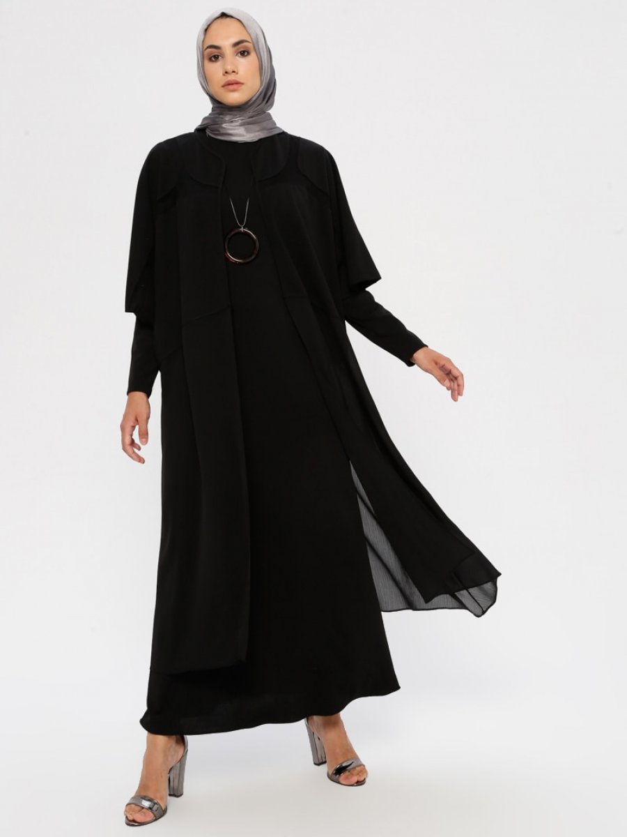 Puane Kimono&Siyah Elbise İkili Takım