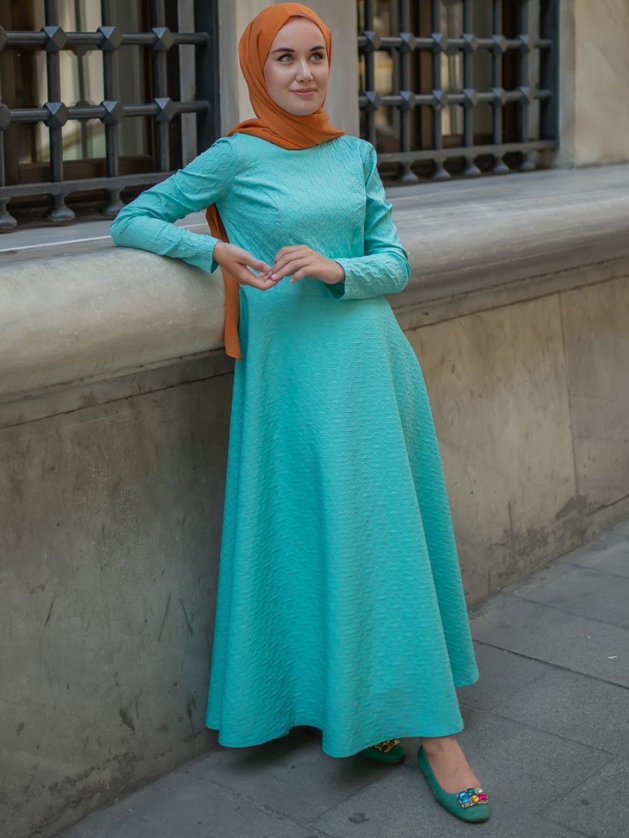 Sazze Design Lime Turkuaz Elbise