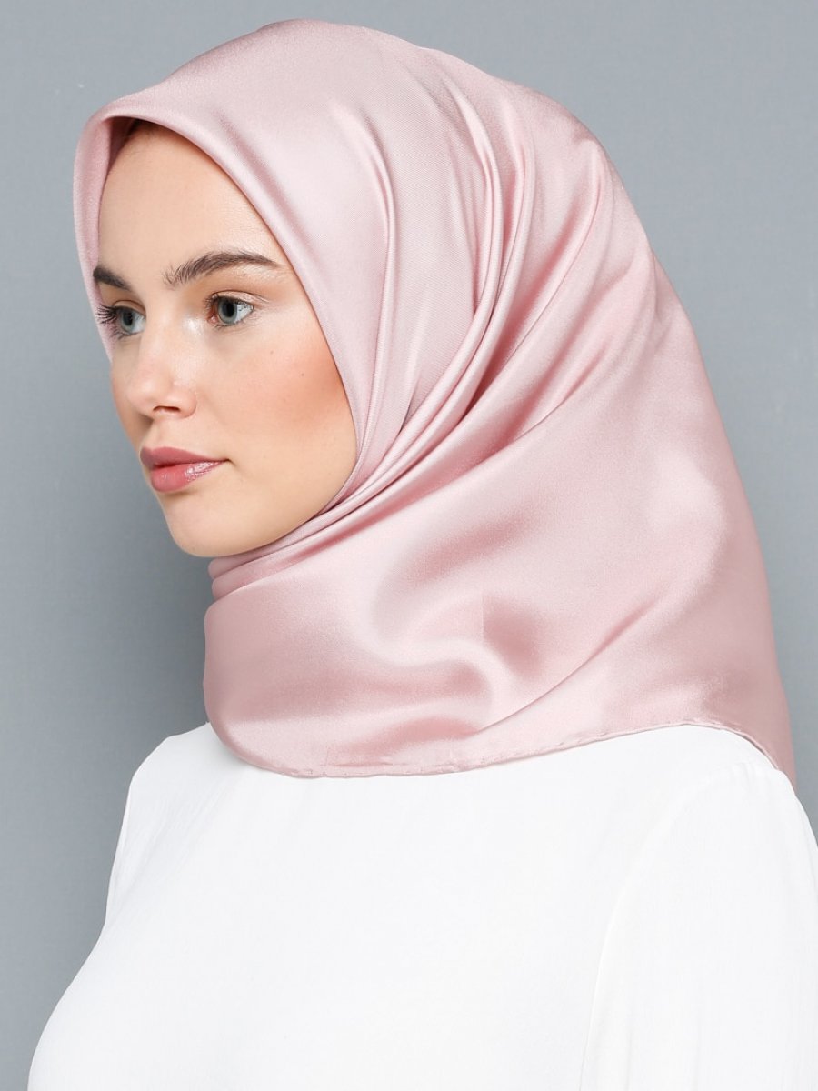 Armine Eşarp Pudra Pembe Düz Boyalı Twill Eşarp
