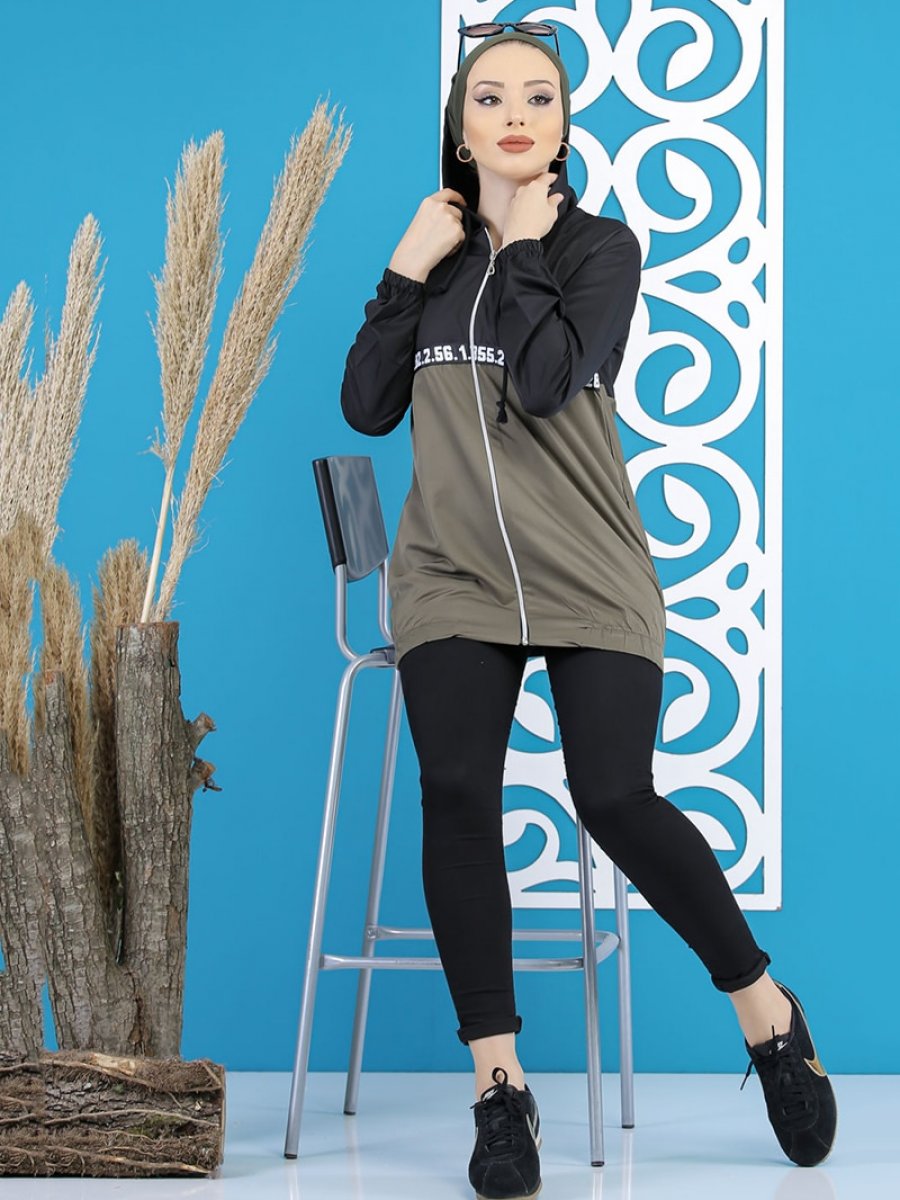Tofisa Sports Garnili Detaylı Haki Tunik