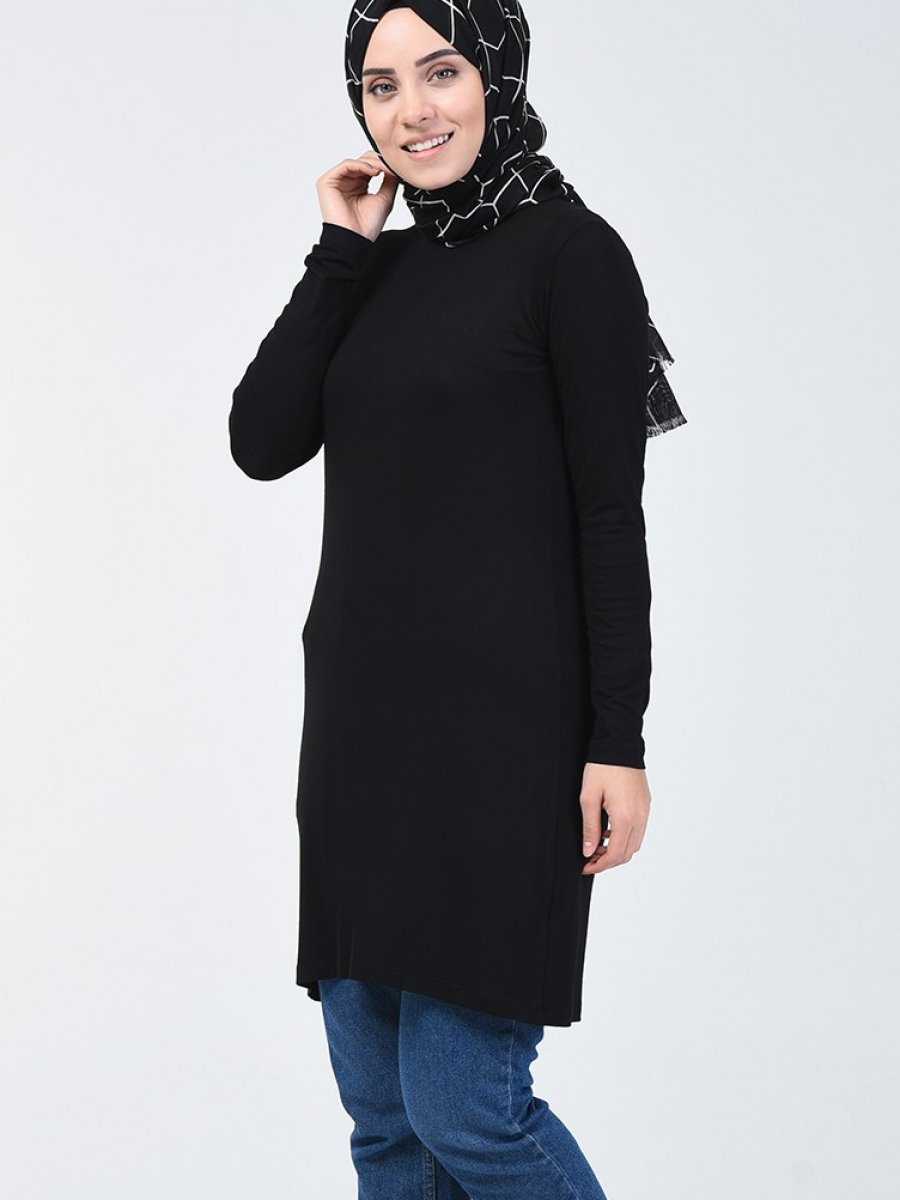 Sefamerve Penye Siyah Tunik