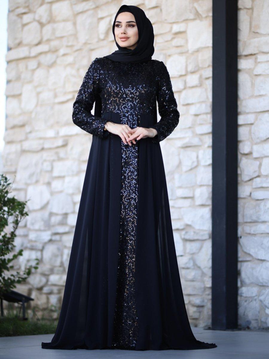 Amine Hüma Elvan Siyah Abiye Elbise
