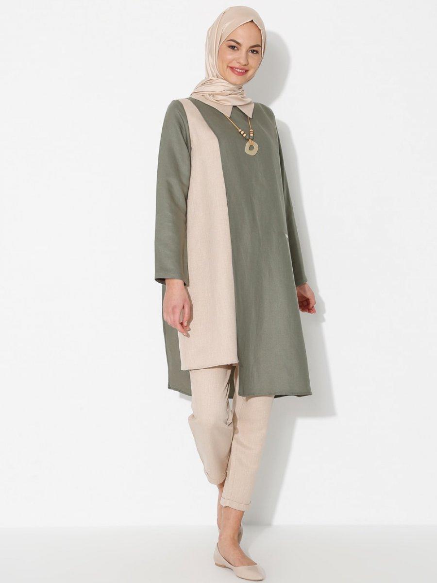 TUĞBA Tunik&Pantolon İkili Haki Takım