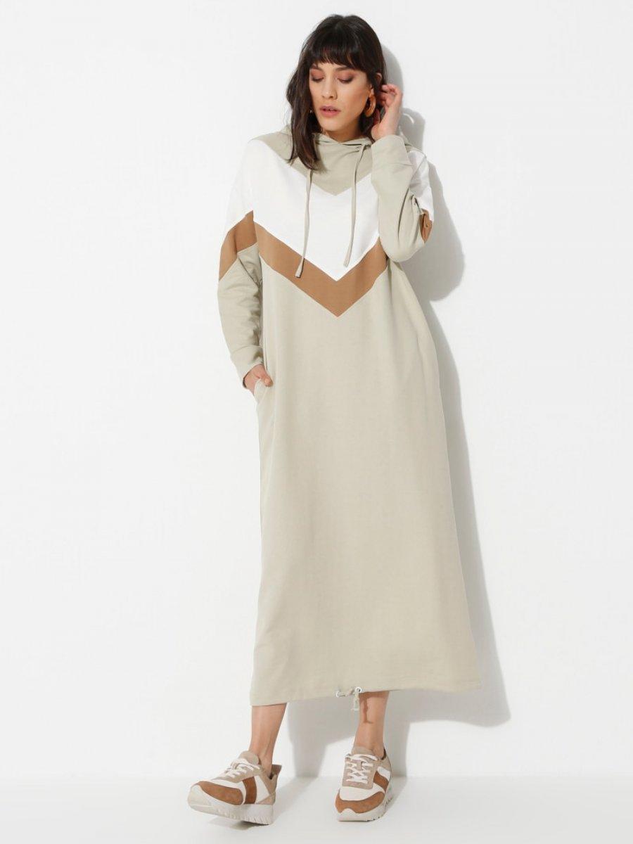 Laruj Kapüşonlu Spor Açık Yeşil Elbise