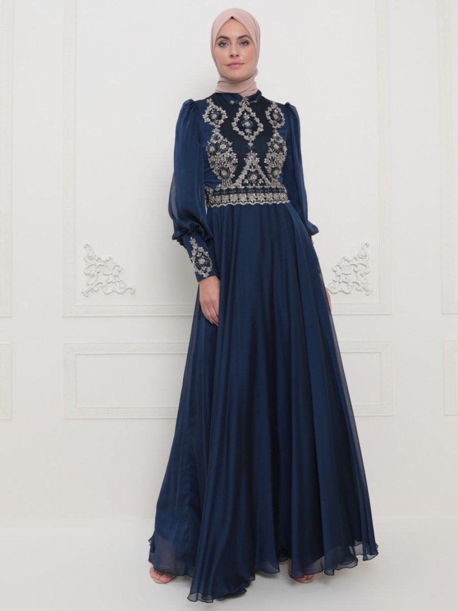 SomFashion Kayra Lacivert Abiye Elbise